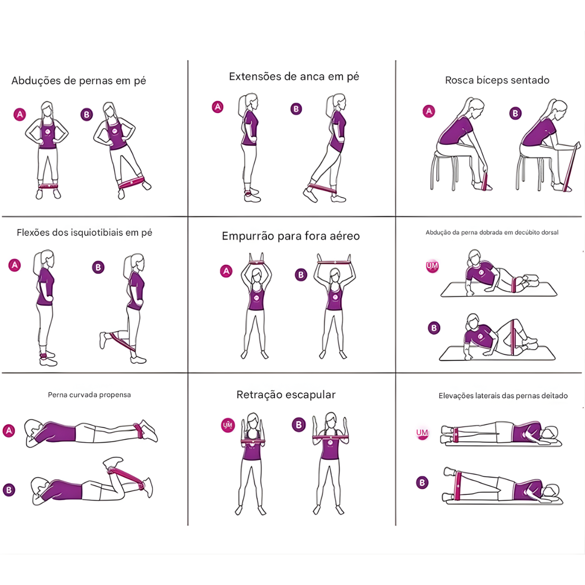 Atacado | Kit Mini Bands 5 Faixas Elásticas de Resistência para Treino e Exercícios
