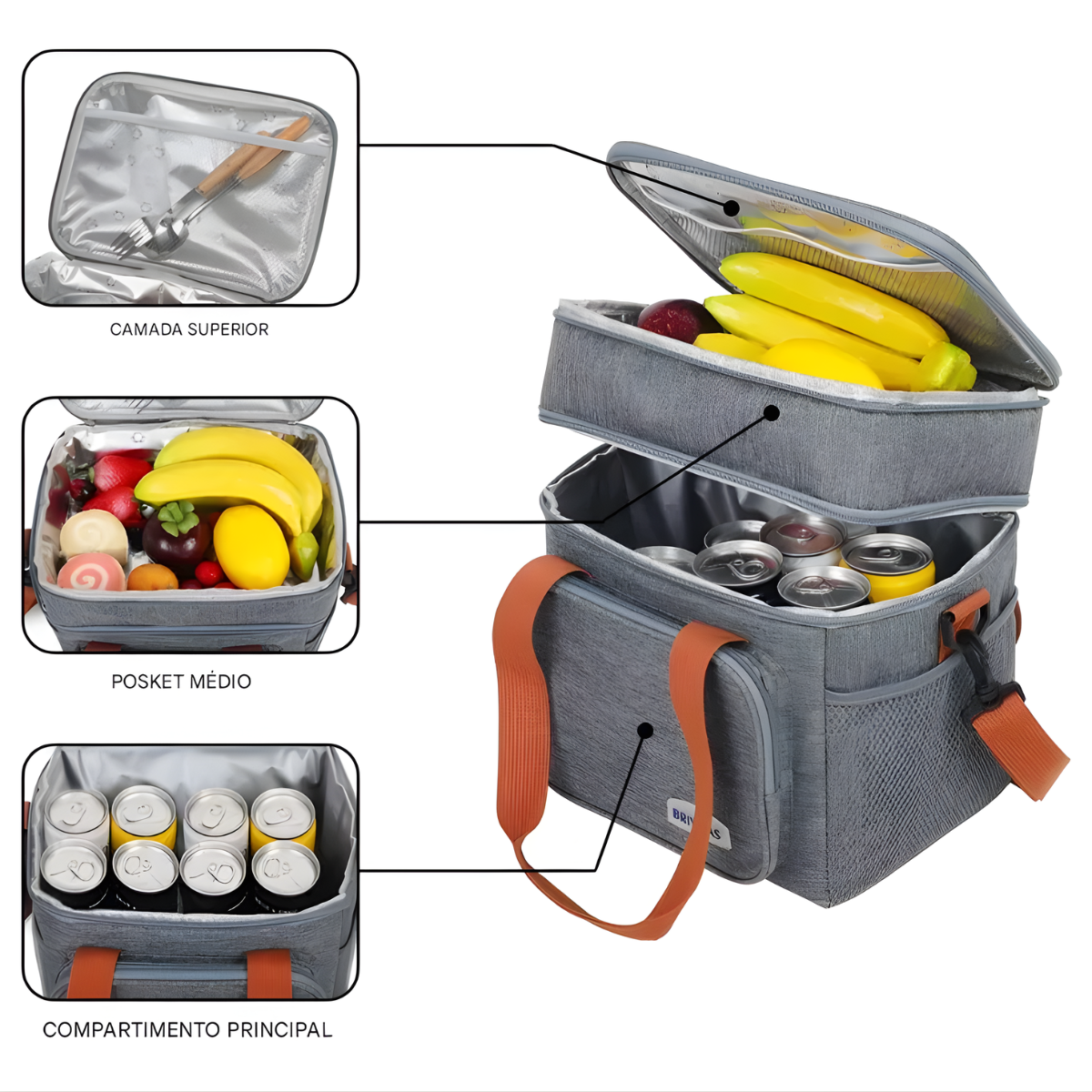Atacado | Bolsa Térmica Dupla Camada Brivilas para Marmita e Alimentos