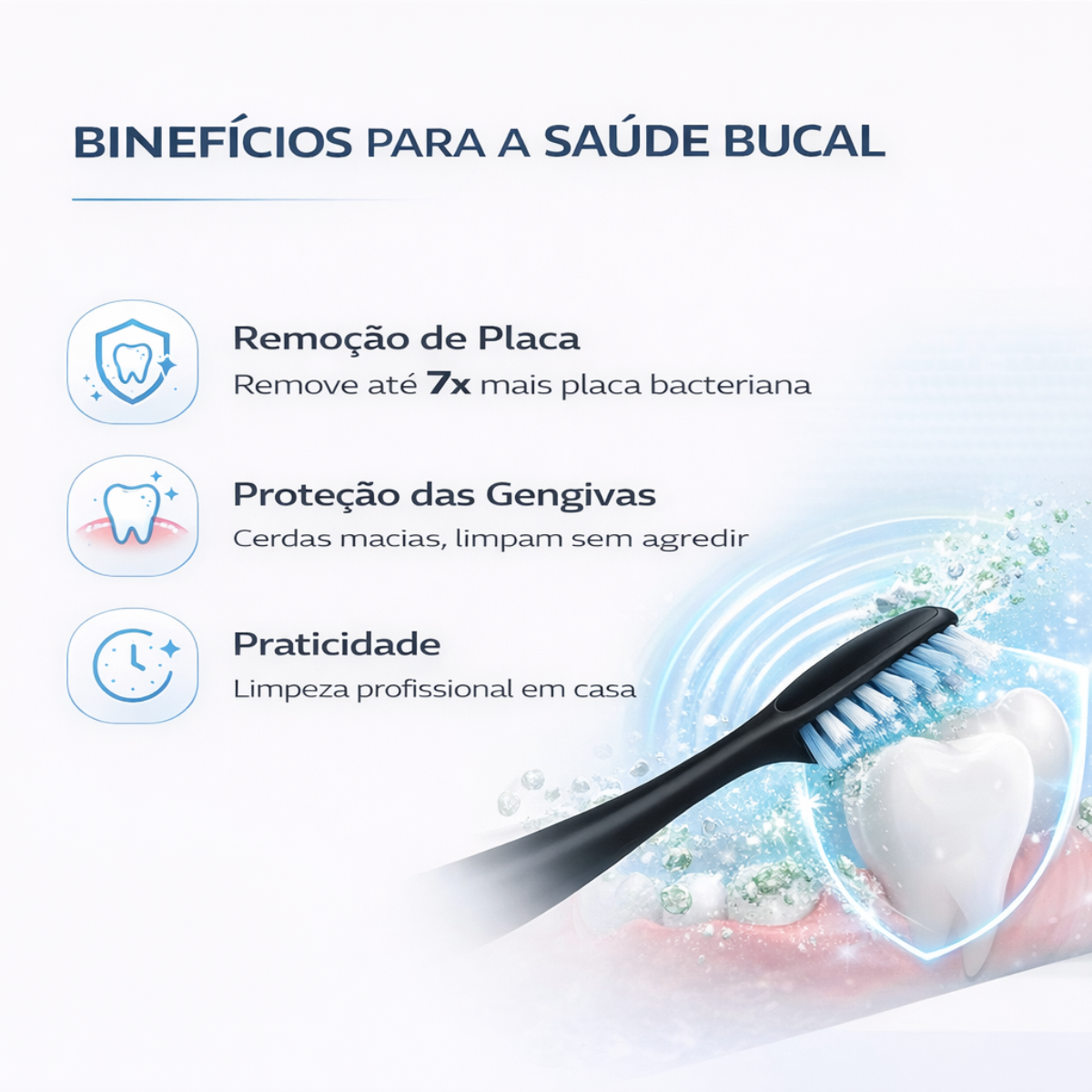 Atacado | Escova de Dente Elétrica Sônica X-3 Recarregável USB IPX7