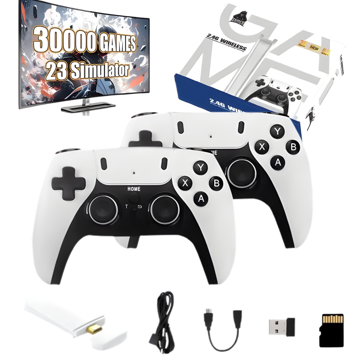 Atacado | Game Stick Retro 4K com 2 Controles Sem Fio e 30.000 Jogos Clássicos