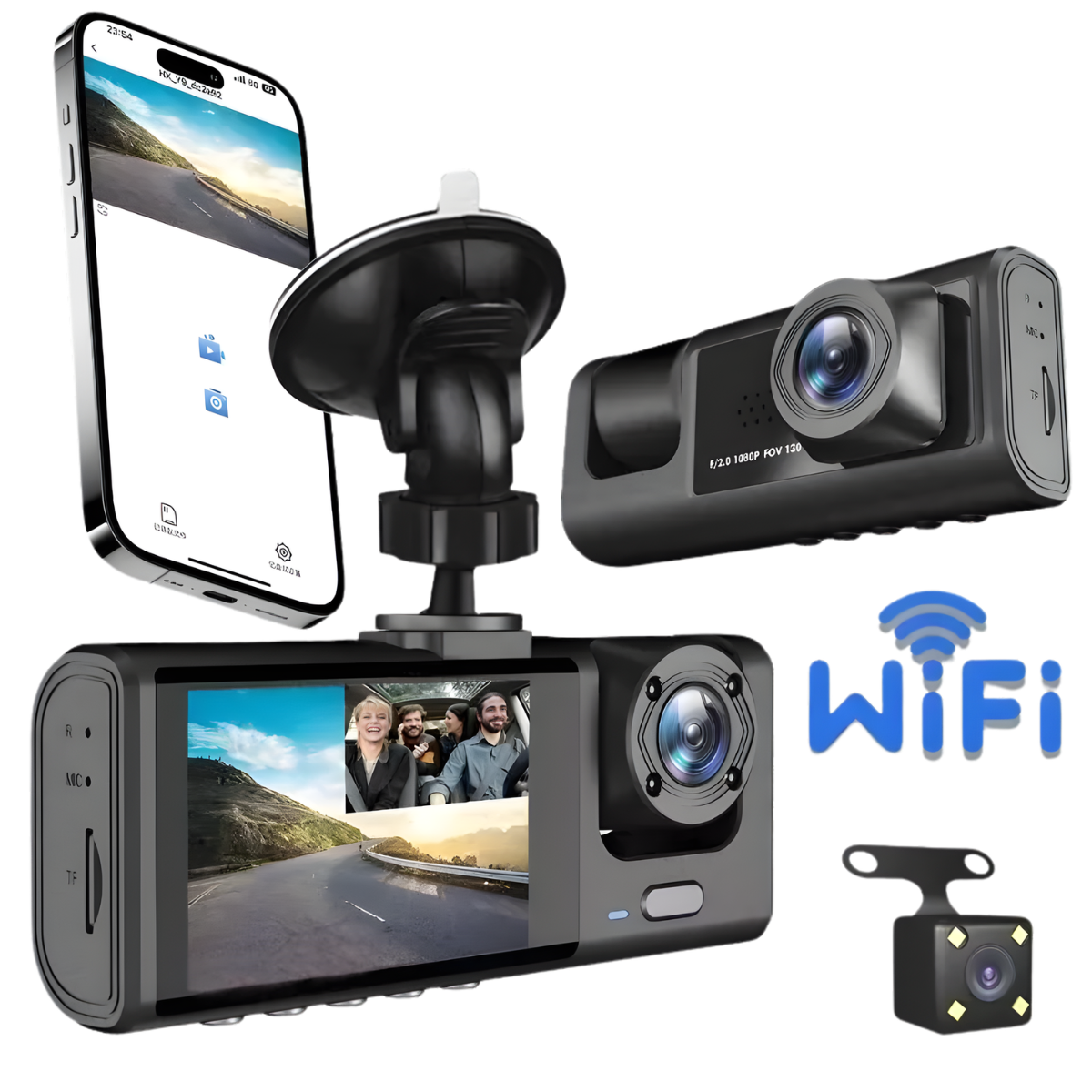 Atacado | Câmera Veicular 3 em 1 Dash Cam C309 Full HD com WiFi e Visão Noturna