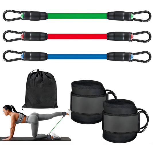 Atacado | Kit Elásticos Extensores com Tornozeleiras Treino de Glúteos e Pernas