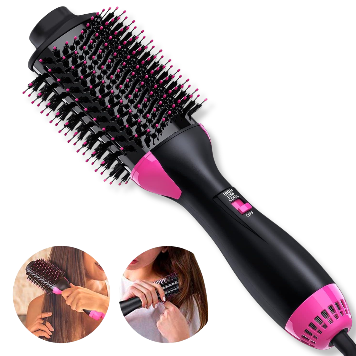Atacado | Escova Secadora 3 em 1 Modeladora Profissional com Íons Anti-Frizz e Controle de Temperatura