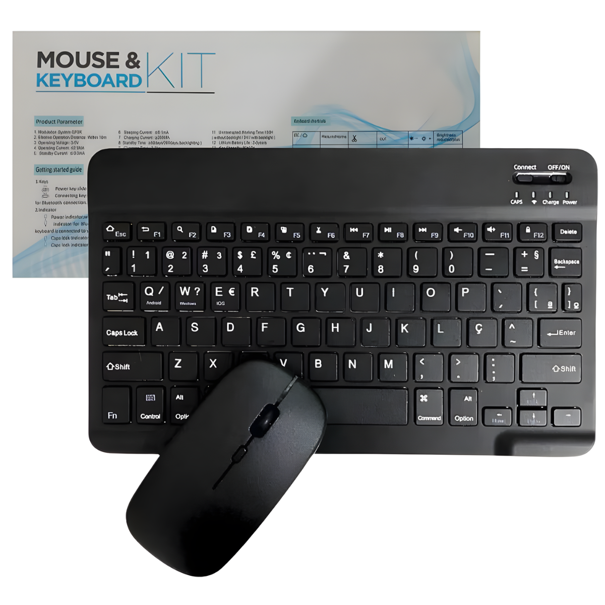 Atacado | Kit Teclado e Mouse Bluetooth Sem Fio Recarregável para Tablet e Notebook