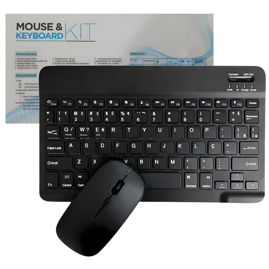 Atacado | Kit Teclado e Mouse Bluetooth Sem Fio Recarregável para Tablet e Notebook