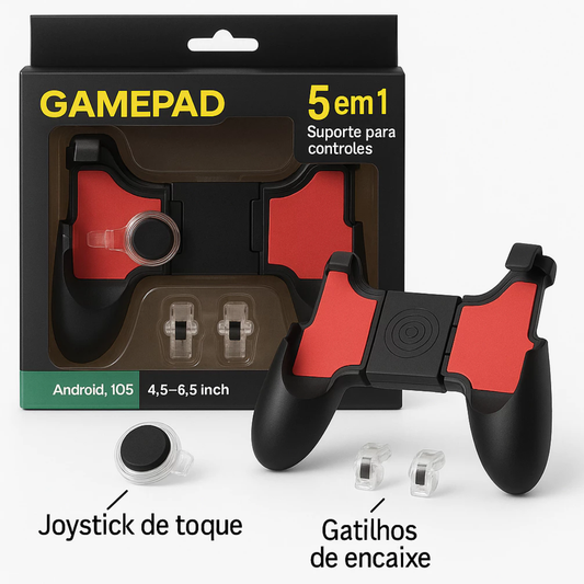 Atacado | Gamepad 5 em 1 para Celular com Gatilhos e Joystick Controle Gamer