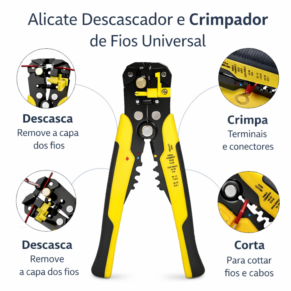 Atacado | Alicate Descascador e Crimpador de Fios Automático 3 em 1 para Eletricista