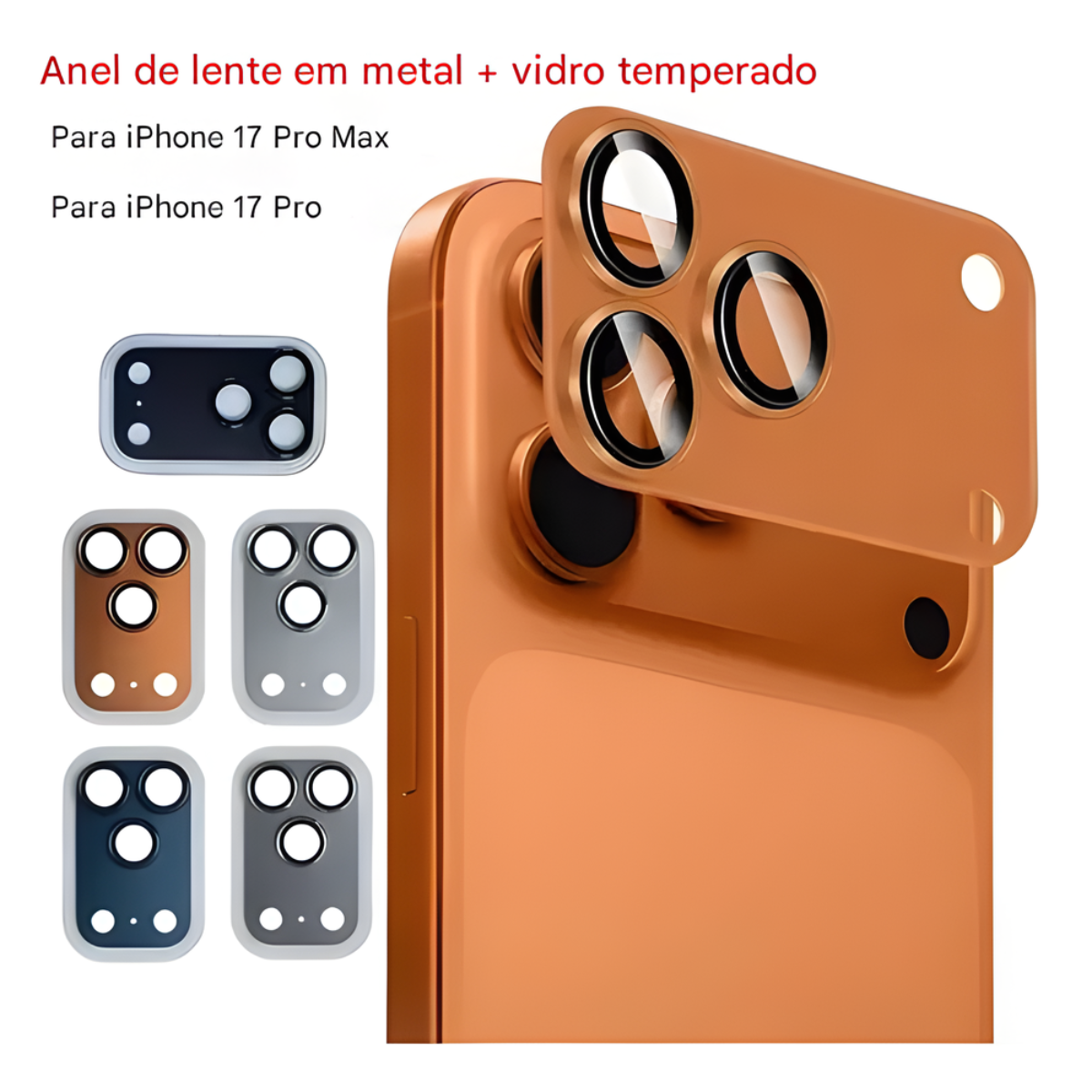 Atacado | Protetor de Lente para iPhone 17 Pro Max em Vidro Temperado 9H – Proteção da Câmera