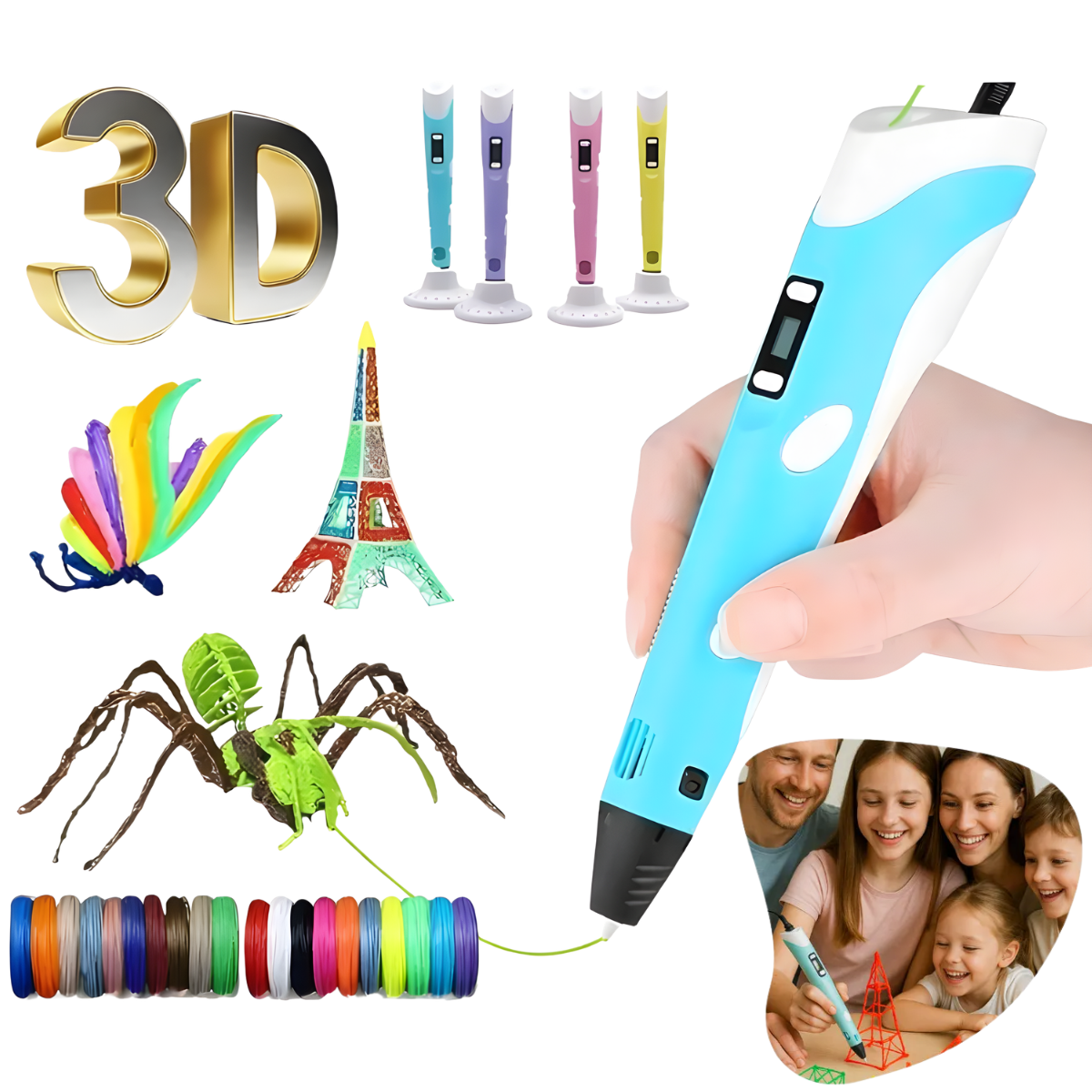 Atacado | Caneta 3D de Impressão com Filamento PLA/ABS e Controle de Temperatura