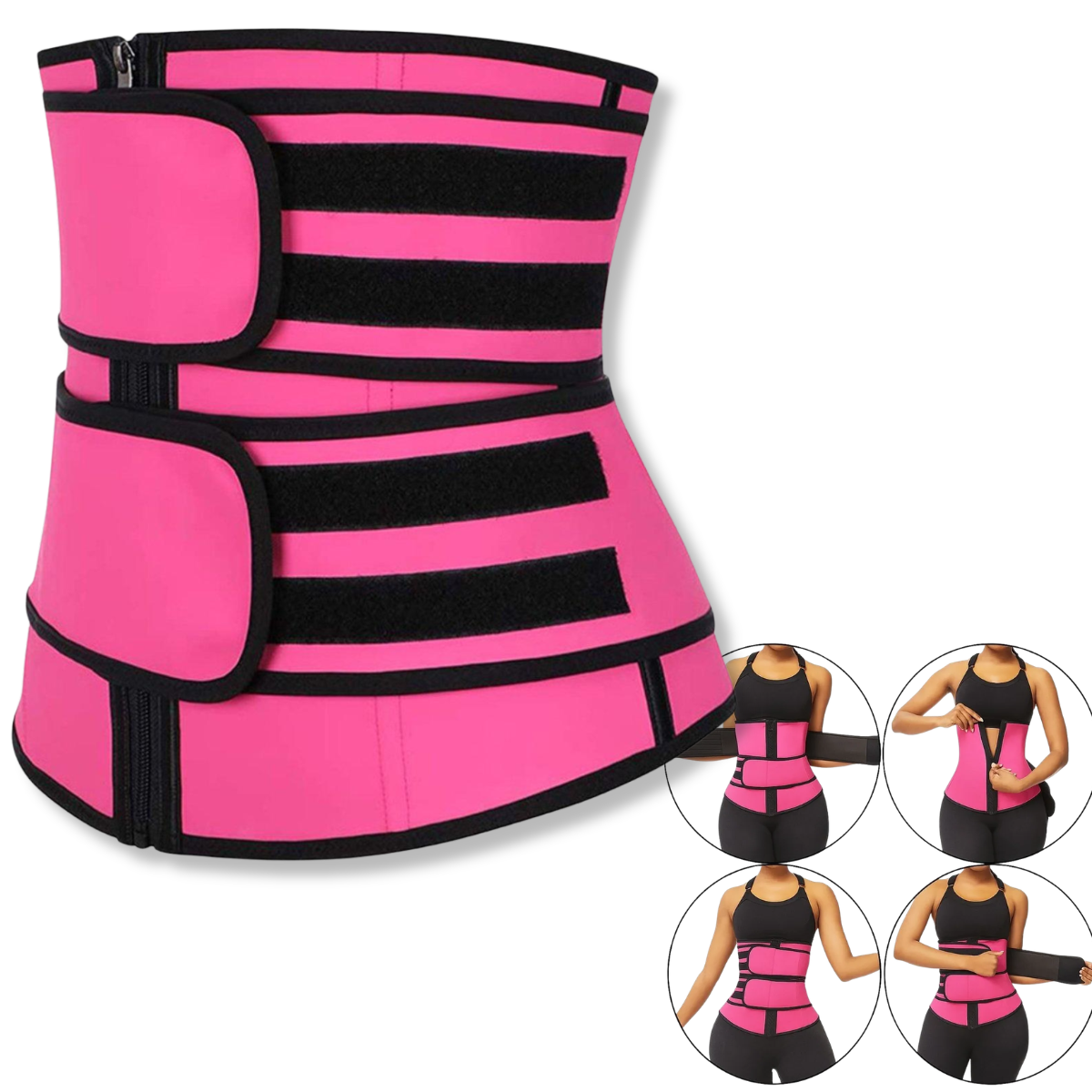 Atacado | Cinta Modeladora Neoprene Efeito Sauna Dupla Compressão com Zíper e Velcro