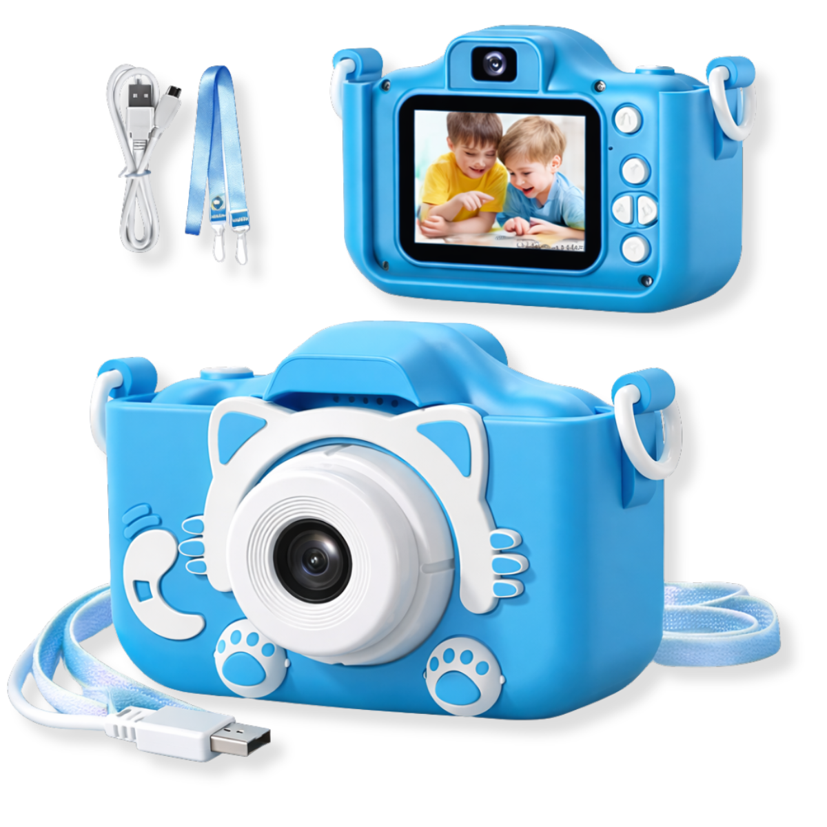 Atacado | Câmera Digital Infantil Gatinho HD 1080p com Capa de Silicone e Jogos