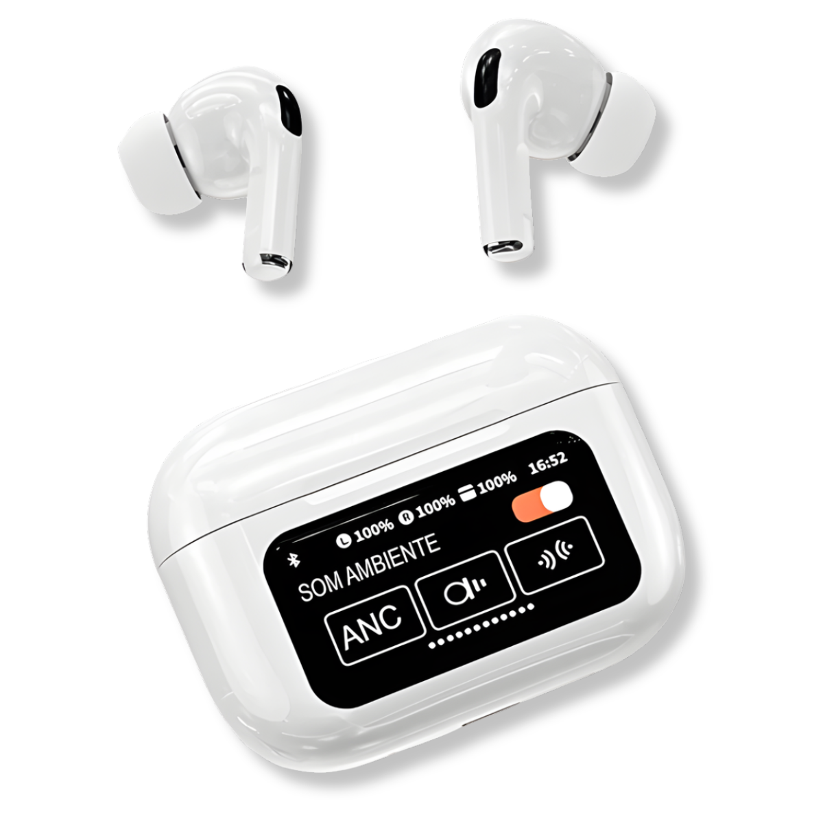 Atacado | Fone Bluetooth A9 Pro com Tela Touch no Case ANC e Display LCD