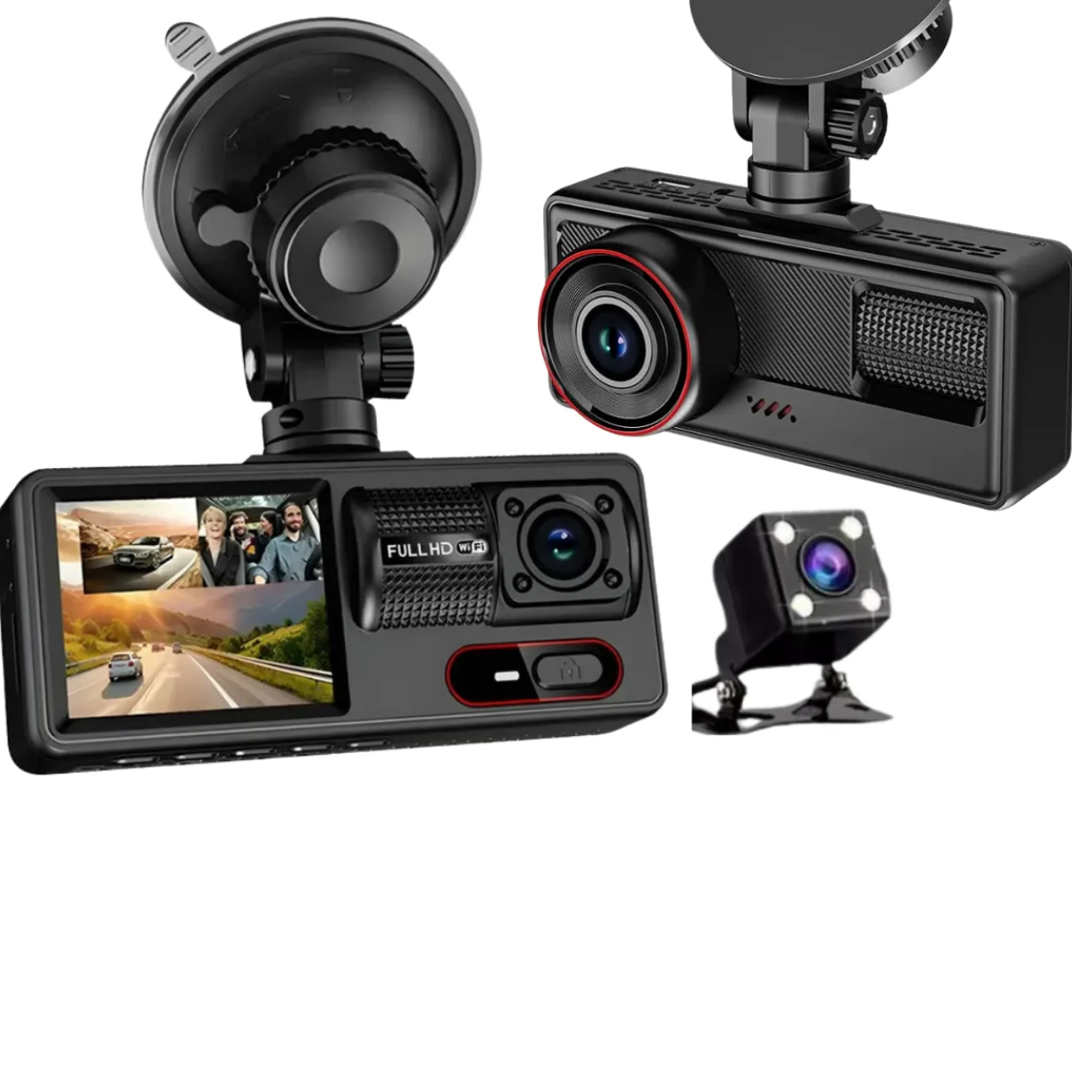 Atacado | Câmera Veicular 3 Canais Full HD 1080p com Wi-Fi e Visão Noturna para Carro
