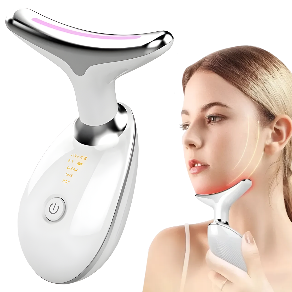 Atacado | Massageador Facial e Cervical com LED Fototerapia EMS Anti-Idade Rejuvenescimento
