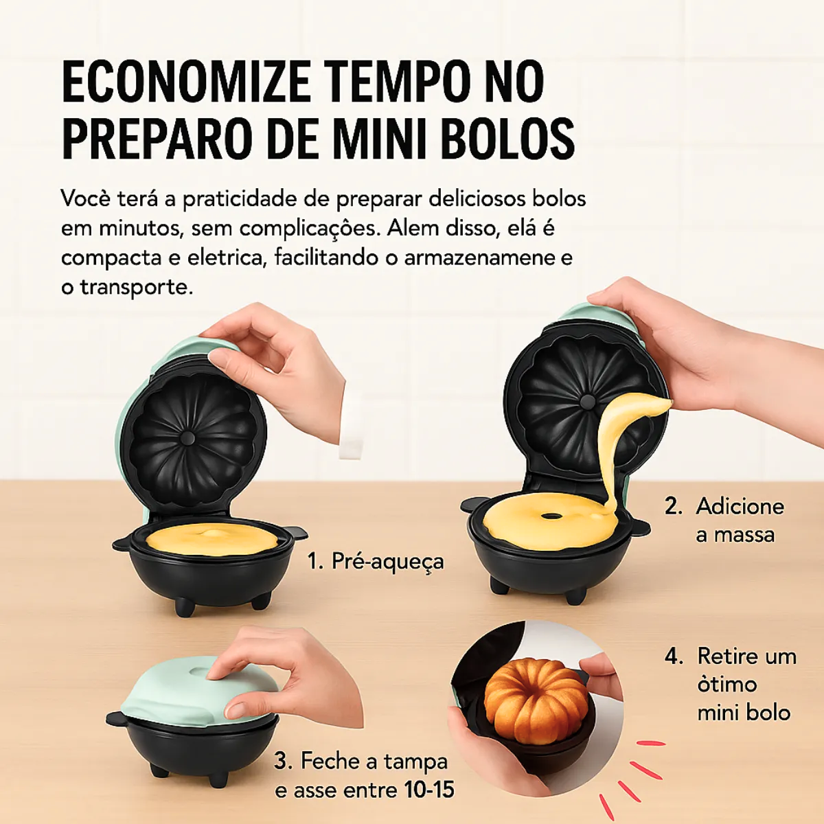 Atacado | Mini Máquina Boleira Elétrica Antiaderente Mini Bolo Bundt