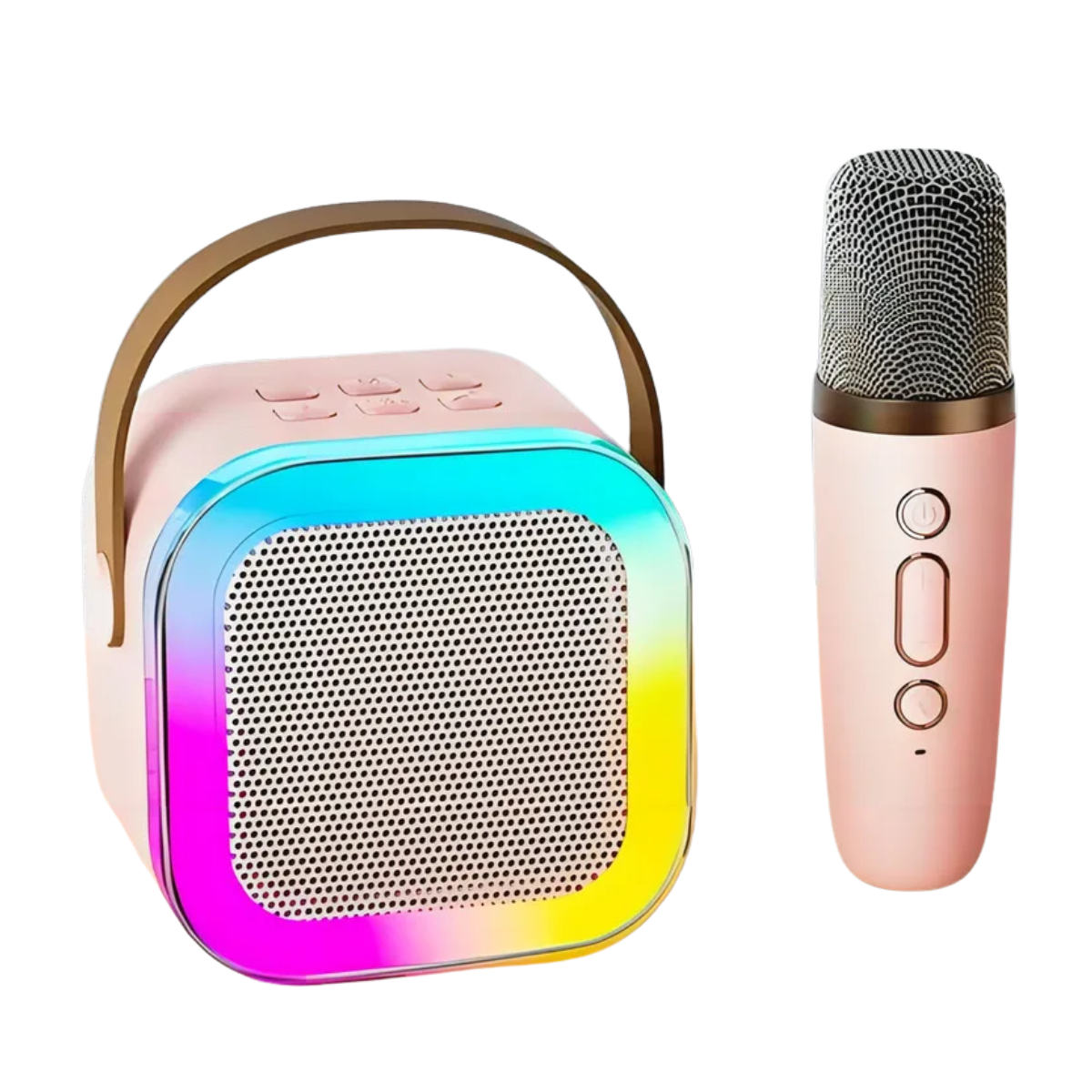 Atacado | Mini Karaokê Bluetooth Portátil K12 com Microfone Sem Fio e LED RGB (Caixa de Som)