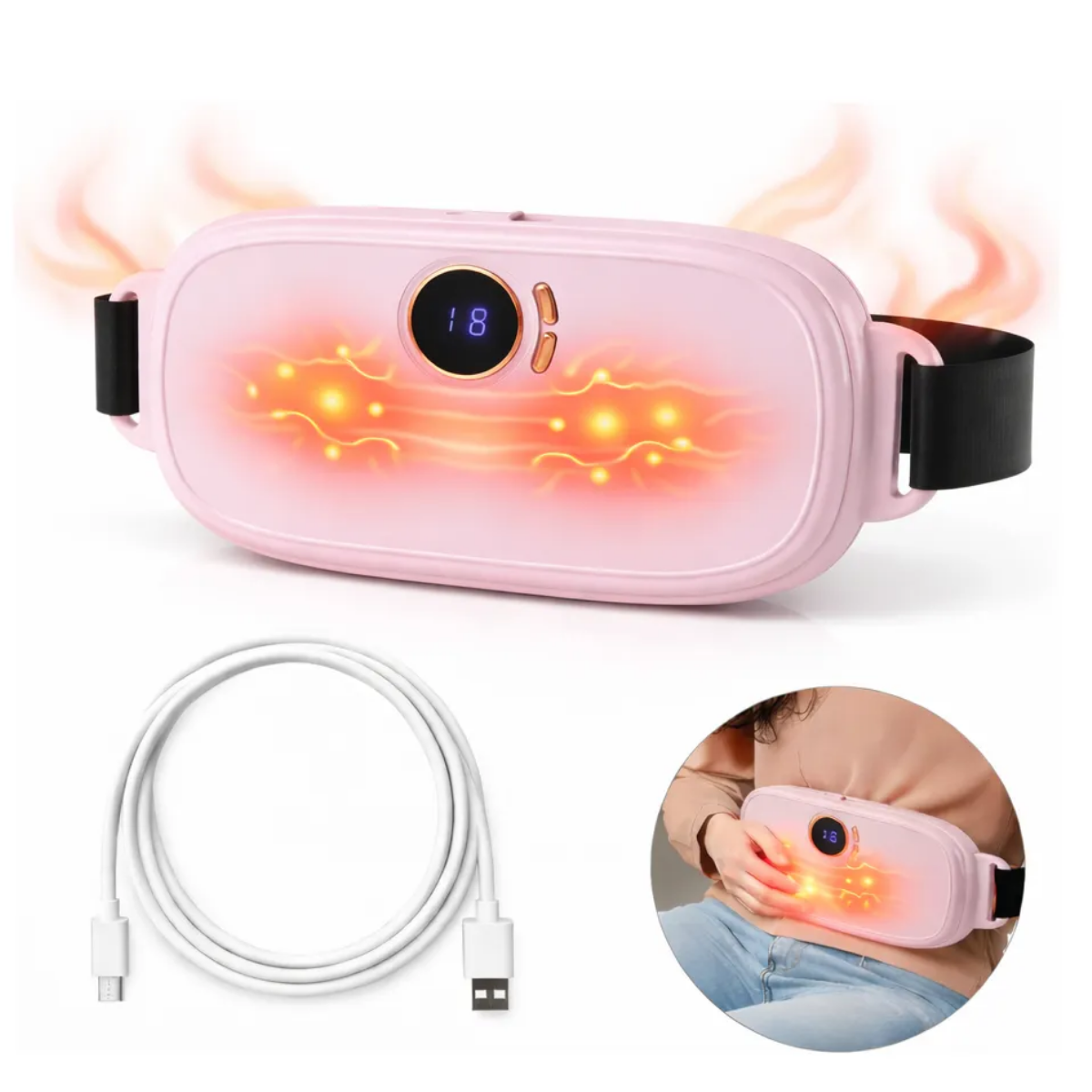Atacado | Cinta Massageadora Térmica para Cólicas com Aquecimento e Vibração USB