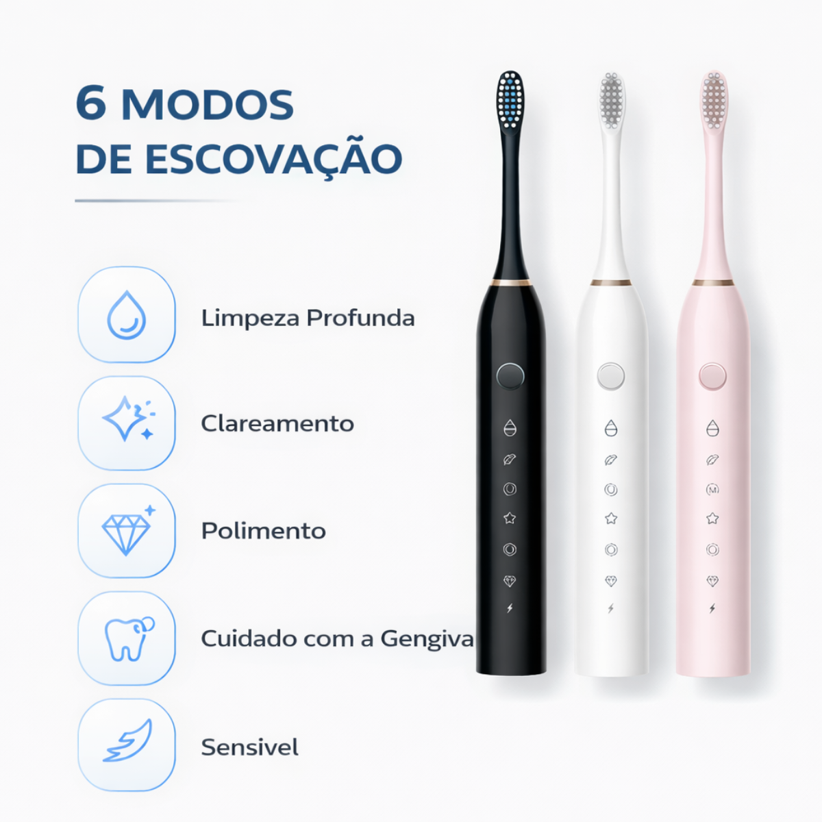 Atacado | Escova de Dente Elétrica Sônica X-3 Recarregável USB IPX7