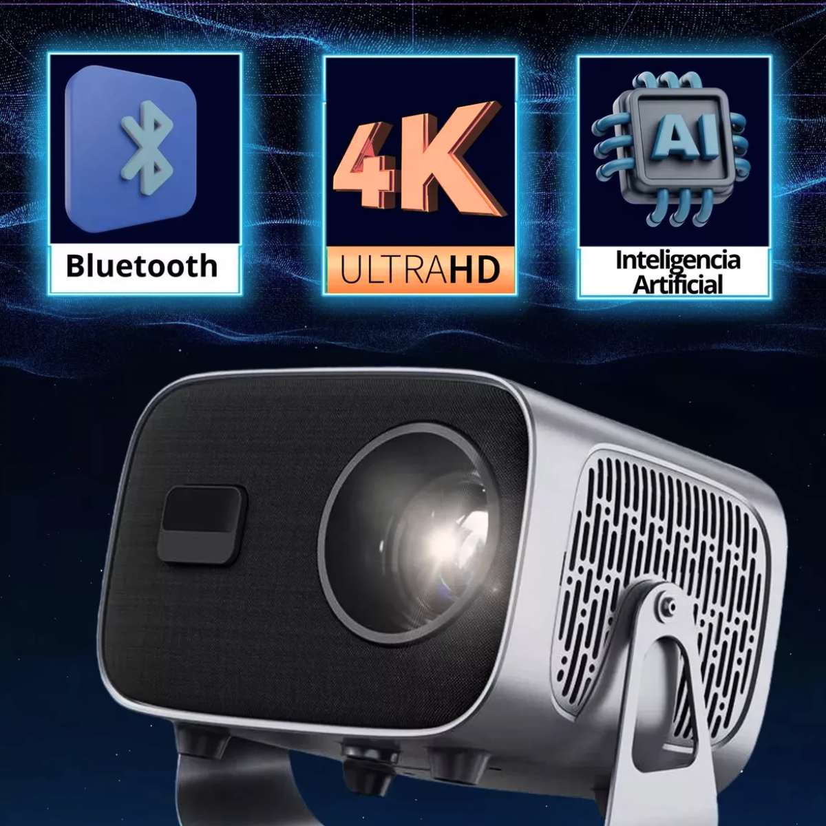 Atacado | Mini Projetor T15 Pro Android 11 WiFi Dual Band 360° HD 4K