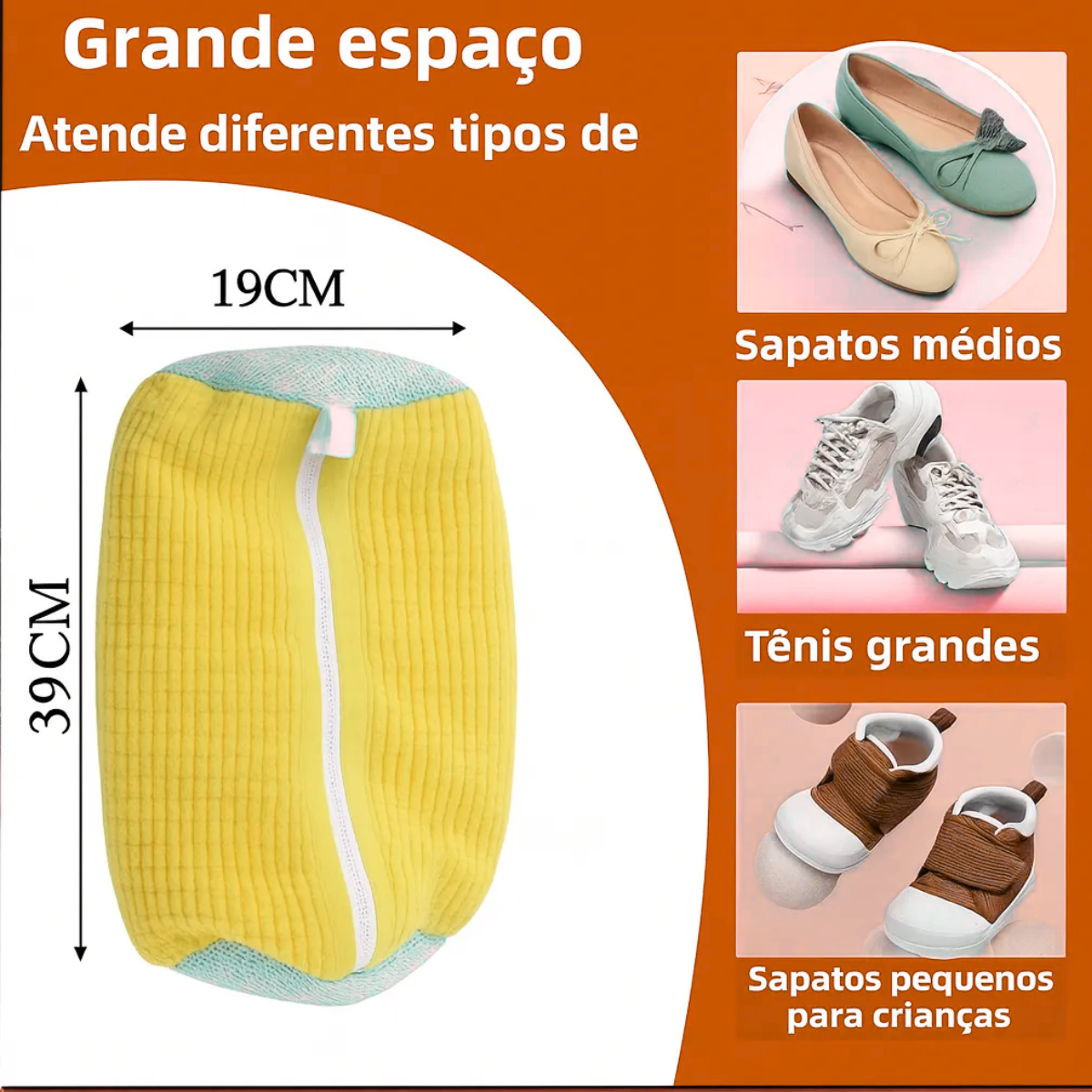 Atacado | Saco de Lavagem para Tênis Antichoque com Zíper Protetor