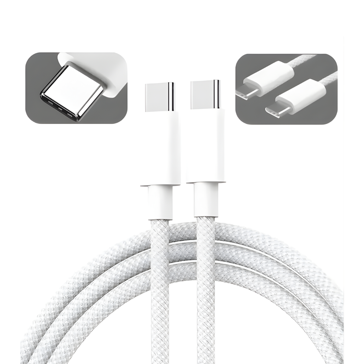 Atacado | Cabo USB-C para USB-C 60W 1m Trançado para Carregamento Rápido e Dados