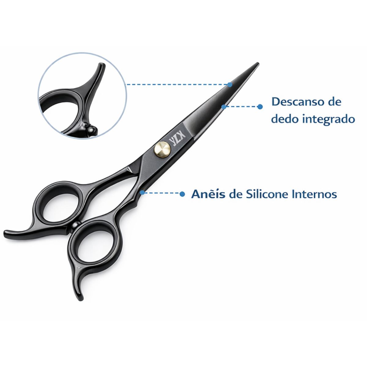 Atacado | Kit Profissional Barbeiro Tesoura Corte Desbaste Navalhete Preto