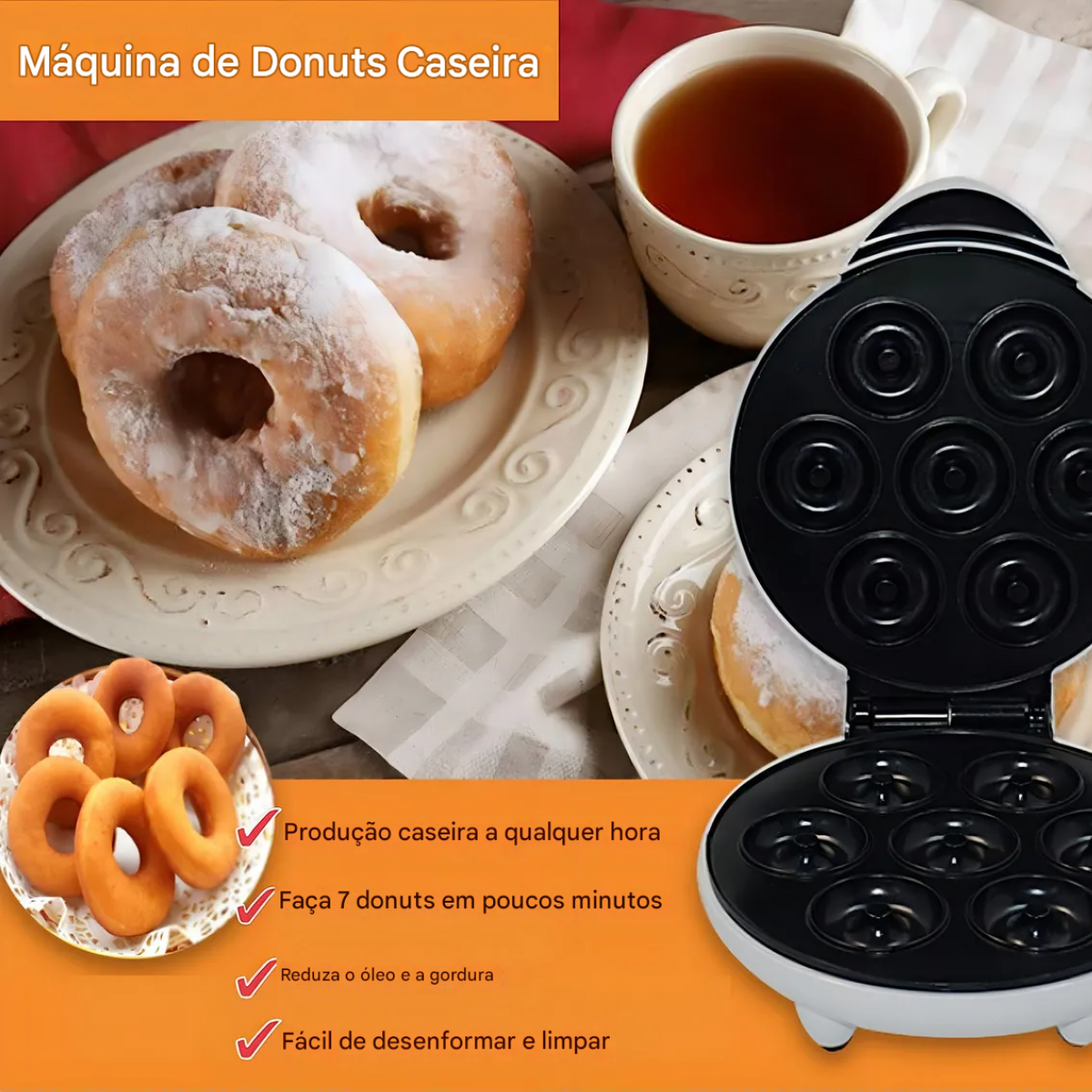 Atacado | Máquina de Donuts Elétrica 7 Cavidades Antiaderente