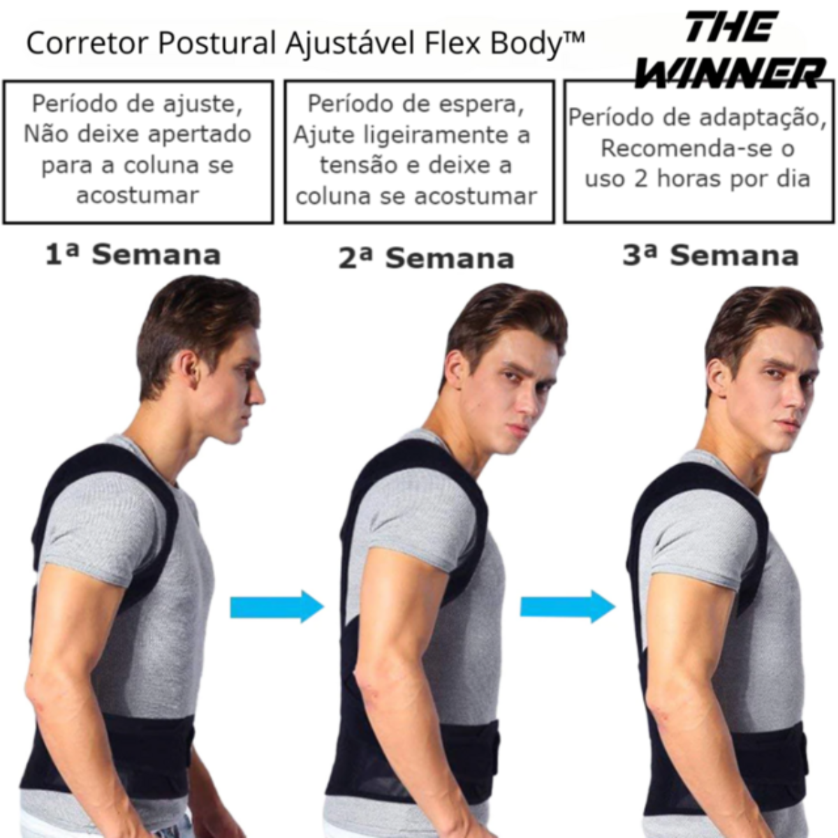 Atacado | Corretor de Postura Masculino BBJ-072 Ortopédico com Suporte Lombar