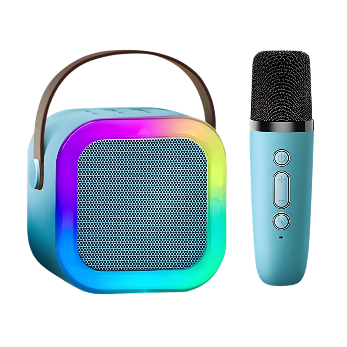 Atacado | Mini Karaokê Bluetooth Portátil K12 com Microfone Sem Fio e LED RGB (Caixa de Som)