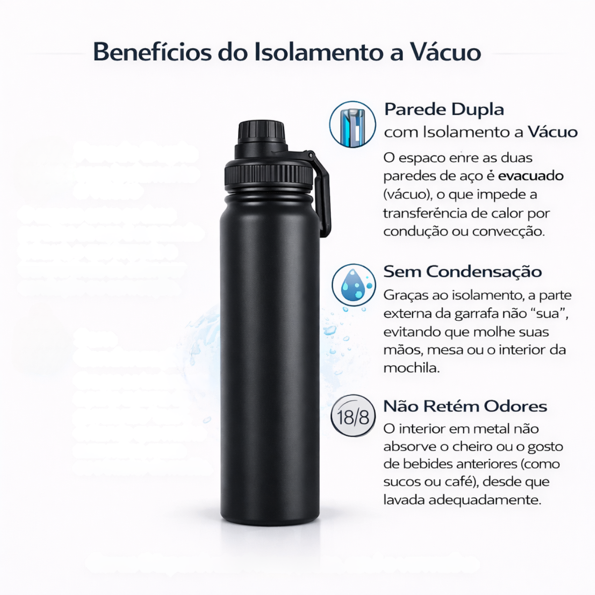 Atacado | Garrafa Térmica Inox 800ml Vacuum Bottle Frio 24h e Quente 8h