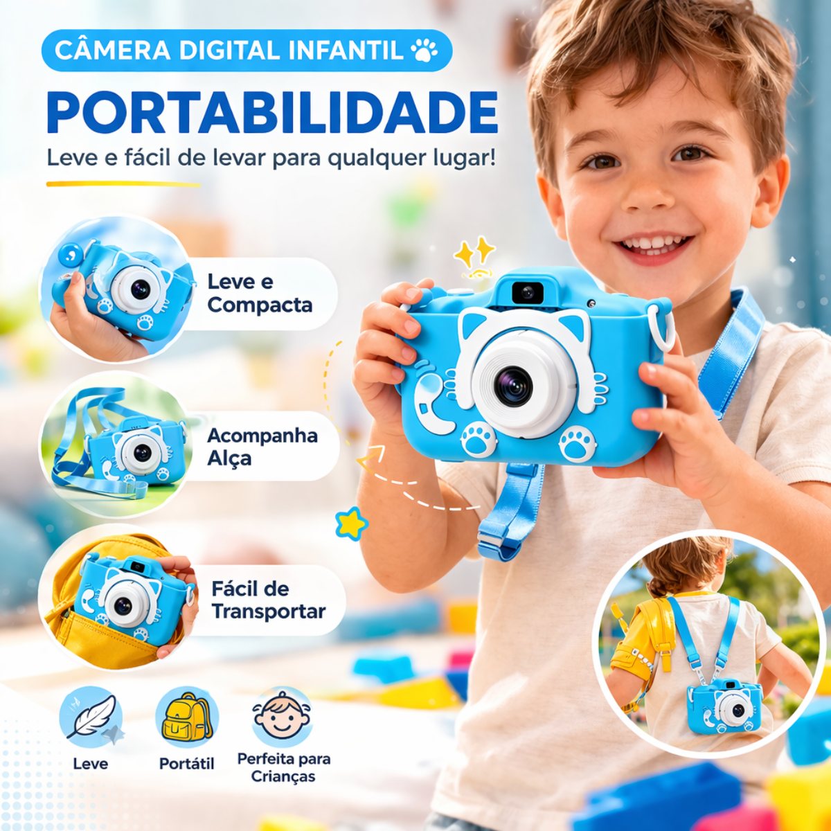 Atacado | Câmera Digital Infantil Gatinho HD 1080p com Capa de Silicone e Jogos