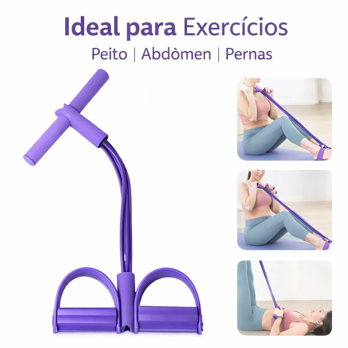 Atacado | Extensor Elástico com Pedal para Exercícios Fitness e Treino em Casa