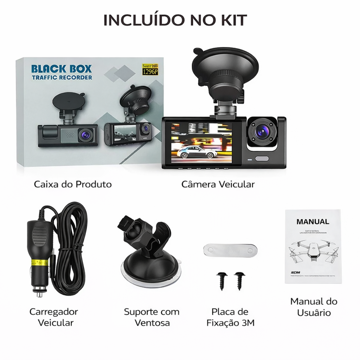 Atacado | Câmera Veicular 3 em 1 Dash Cam C309 Full HD com WiFi e Visão Noturna