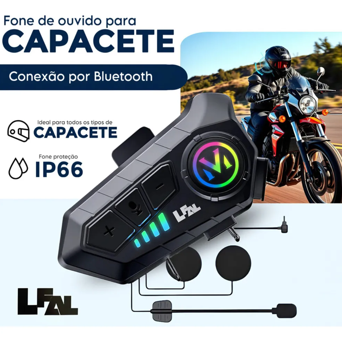 Atacado | Fone de Ouvido para Capacete Intercomunicador Bluetooth V10 – Comunicação para Moto