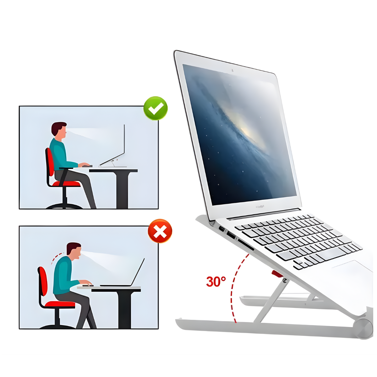 Atacado | Suporte Articulado para Notebook em Alumínio Dobrável com Ajuste de Altura