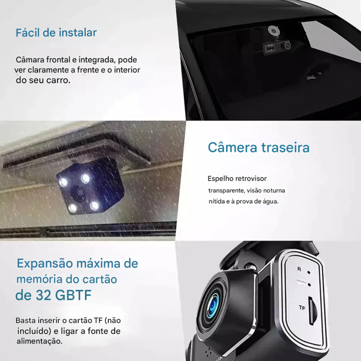 Atacado | Câmera Veicular 3 em 1 Dash Cam C309 Full HD com WiFi e Visão Noturna