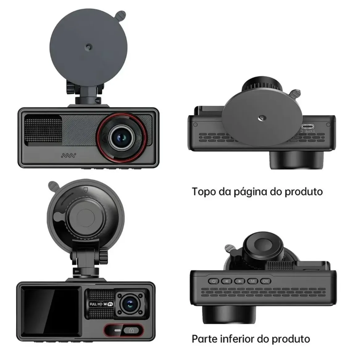 Atacado | Câmera Veicular 3 Canais Full HD 1080p com Wi-Fi e Visão Noturna para Carro