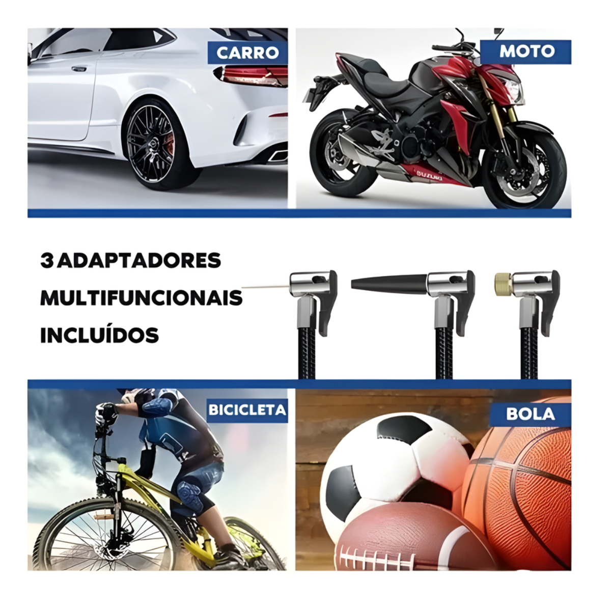 Atacado | Mini Compressor de Ar Portátil Digital 150 PSI com Lanterna LED e USB-C