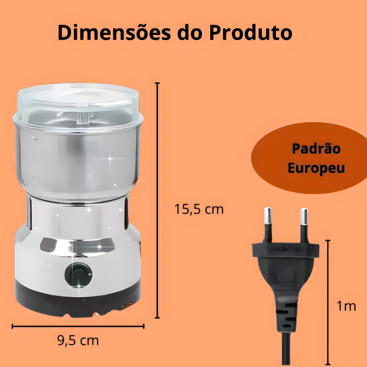 Atacado | Moedor de Café Elétrico Inox Multiuso Grãos e Temperos