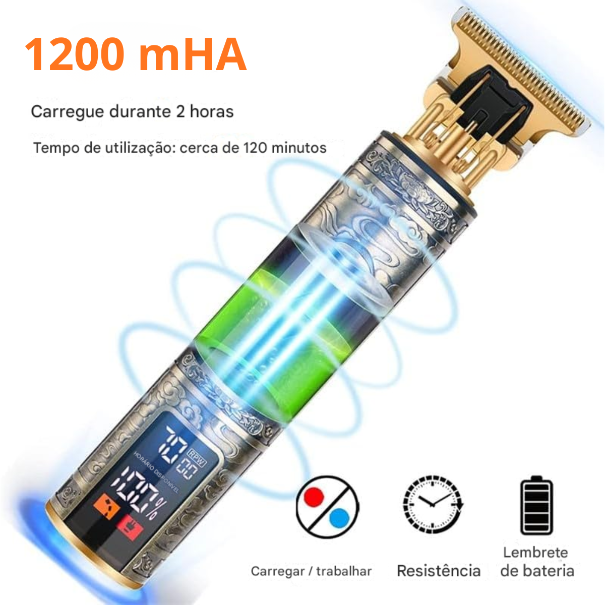 Atacado | Máquina de Acabamento Profissional T9 Dragão com Lâmina T e Display LCD
