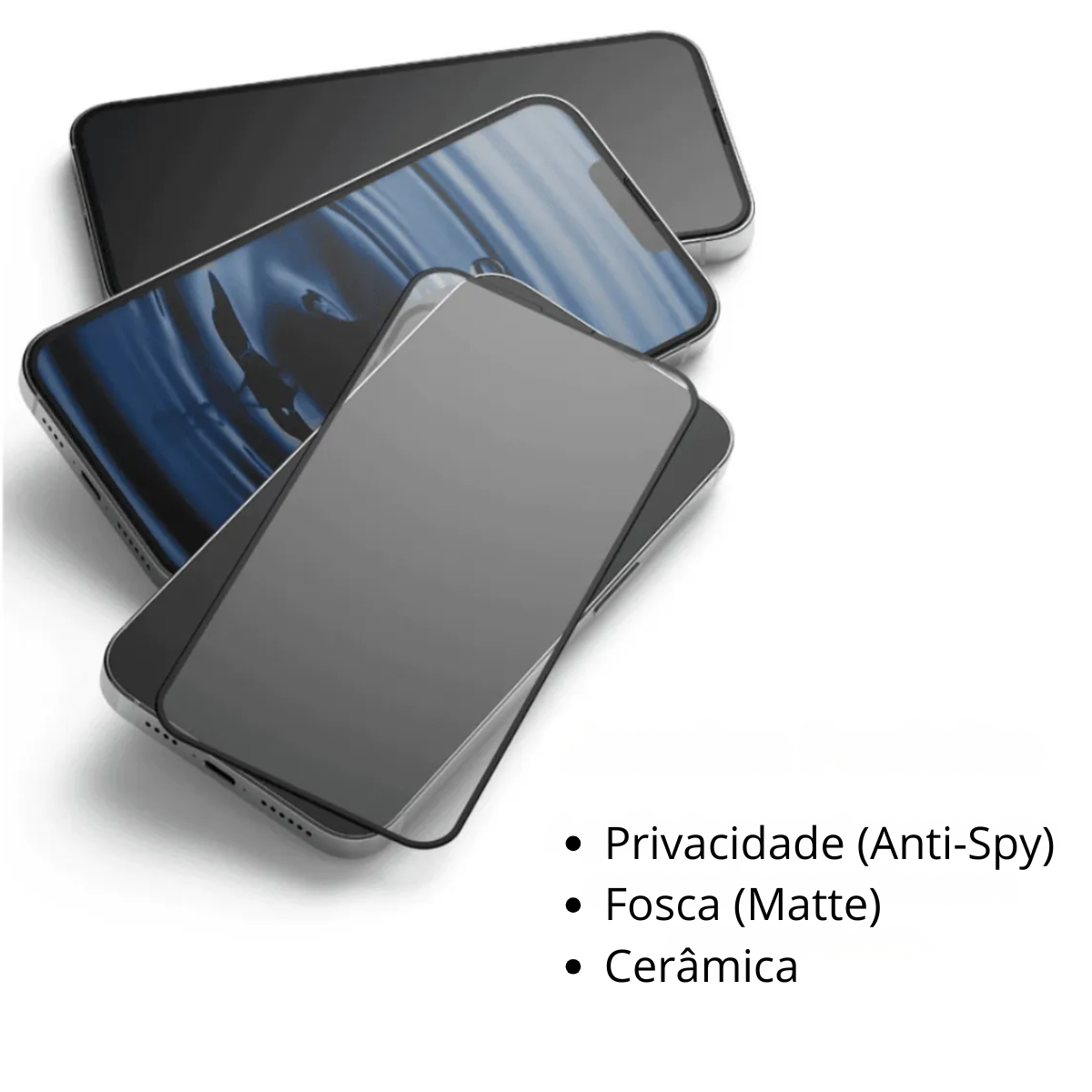 Atacado | Película Cerâmica Fosca com Privacidade Anti-Spy para iPhone, Samsung, Xiaomi, Motorola e Realme (Diversos Modelos)