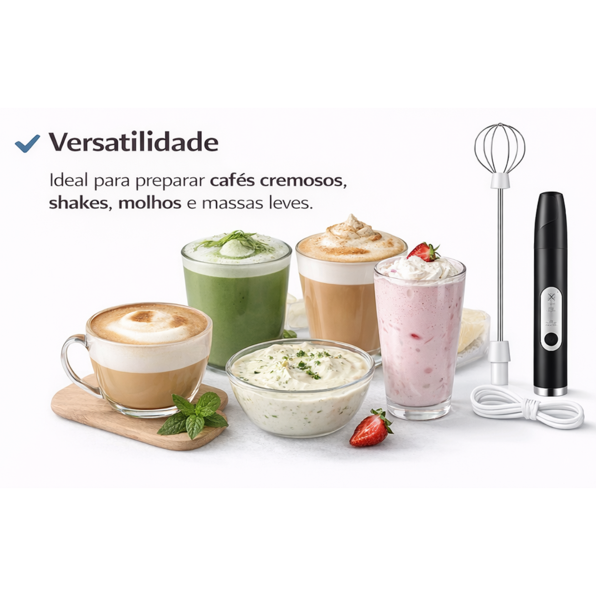 Atacado | Mini Mixer Elétrico Portátil 2 em 1 Recarregável USB 3 Velocidades
