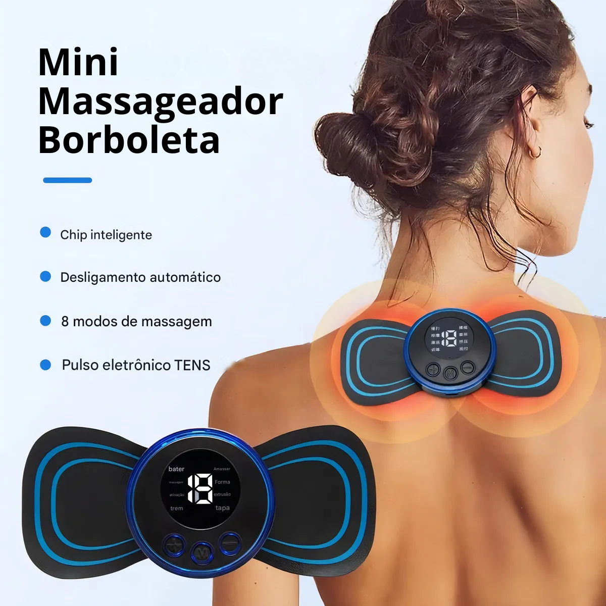 Atacado | Mini Massageador Elétrico EMS Portátil Recarregável Relaxamento Muscular