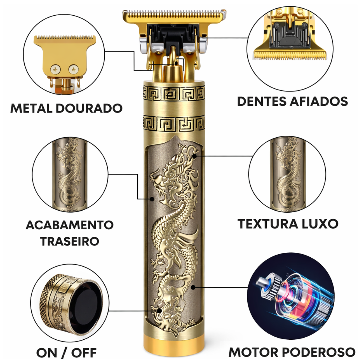 Atacado | Máquina de Acabamento T9 Vintage Dragão Sem Fio Profissional