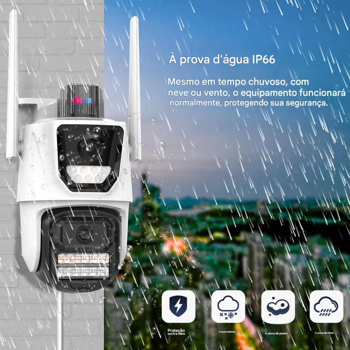 Atacado | Câmera de Segurança WiFi P17-QQ6 Dupla Lente 4K com Visão Noturna e PTZ