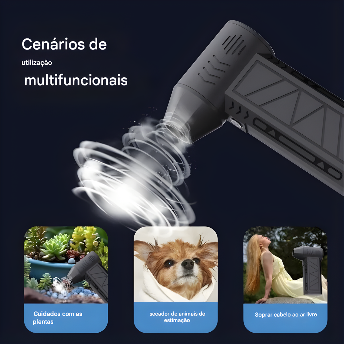 Atacado | Mini Soprador Turbo Jet Fan Portátil Recarregável USB-C Alta Potência