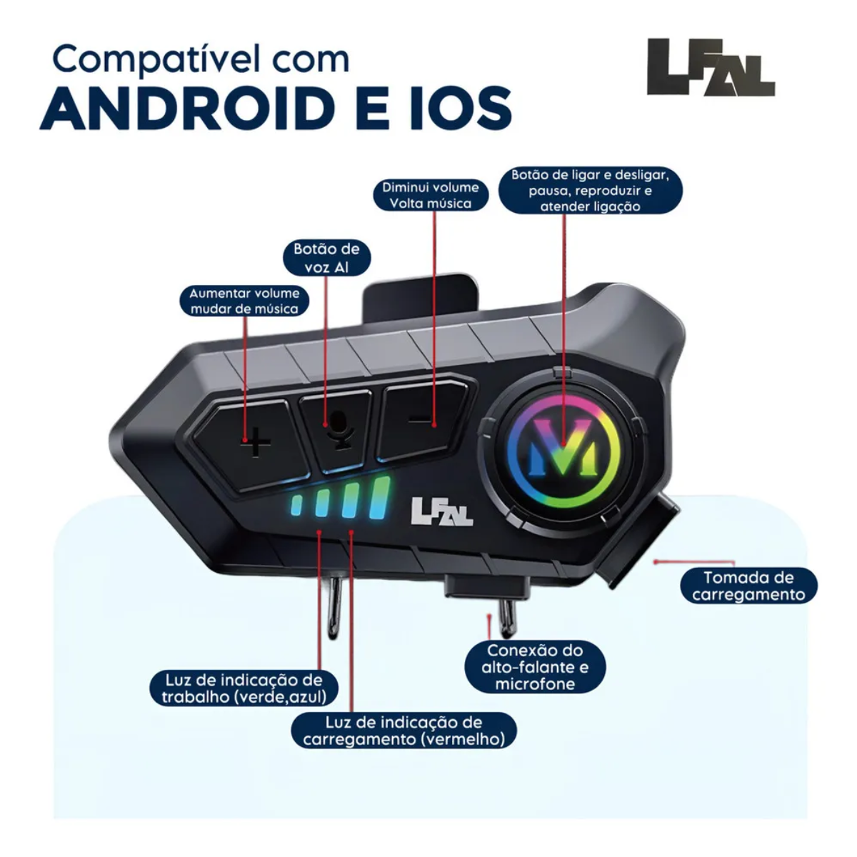 Atacado | Fone de Ouvido para Capacete Intercomunicador Bluetooth V10 – Comunicação para Moto