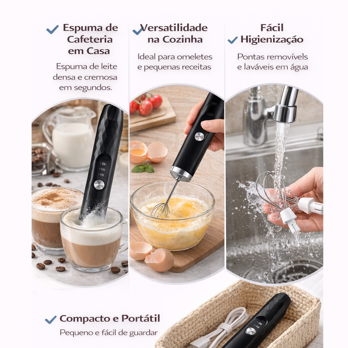 Atacado | Mixer Elétrico Portátil DDQ-10 2 em 1 Espumador e Batedor USB