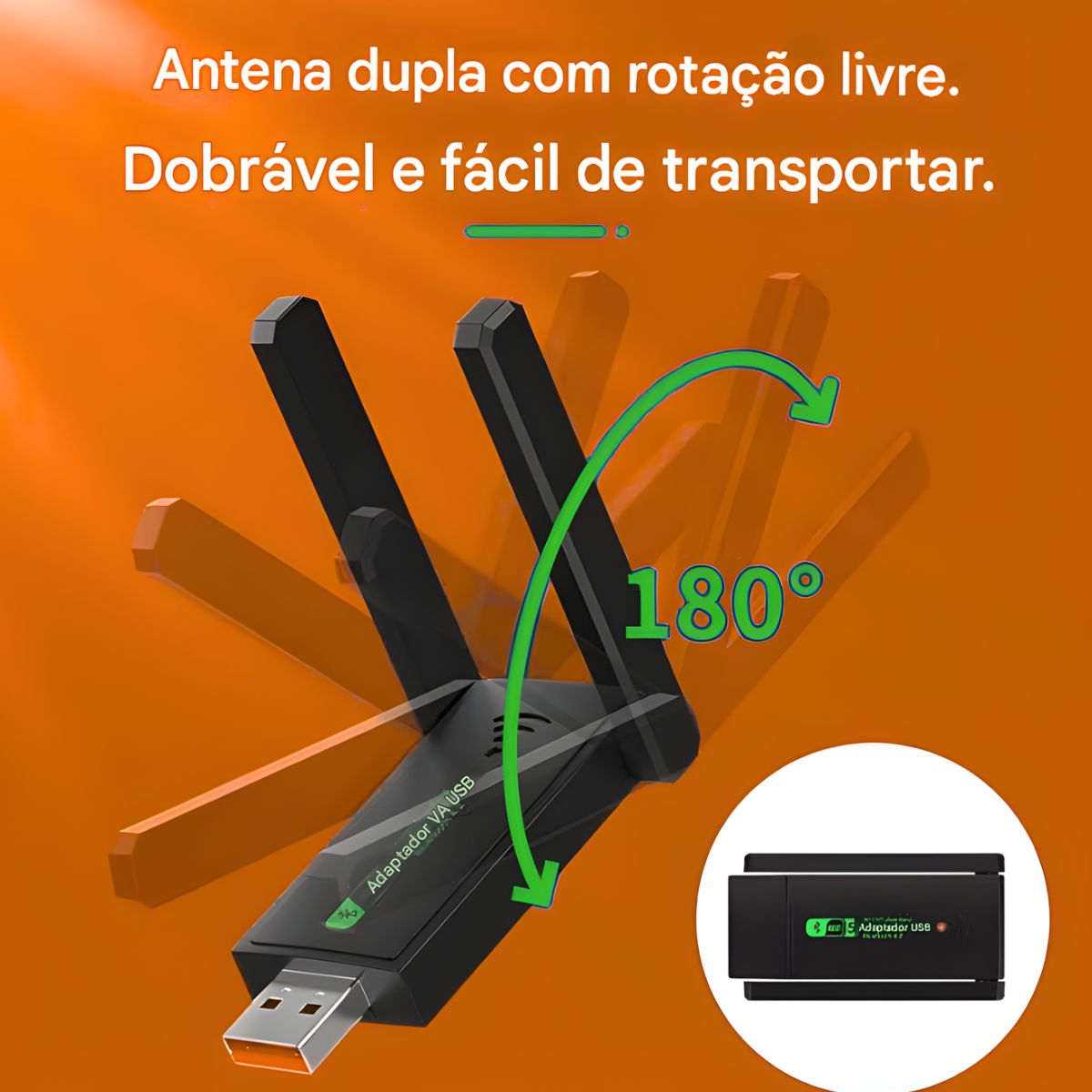Atacado | Adaptador USB Wi-Fi 6 Dual Band + Bluetooth com Antenas USB 3.0