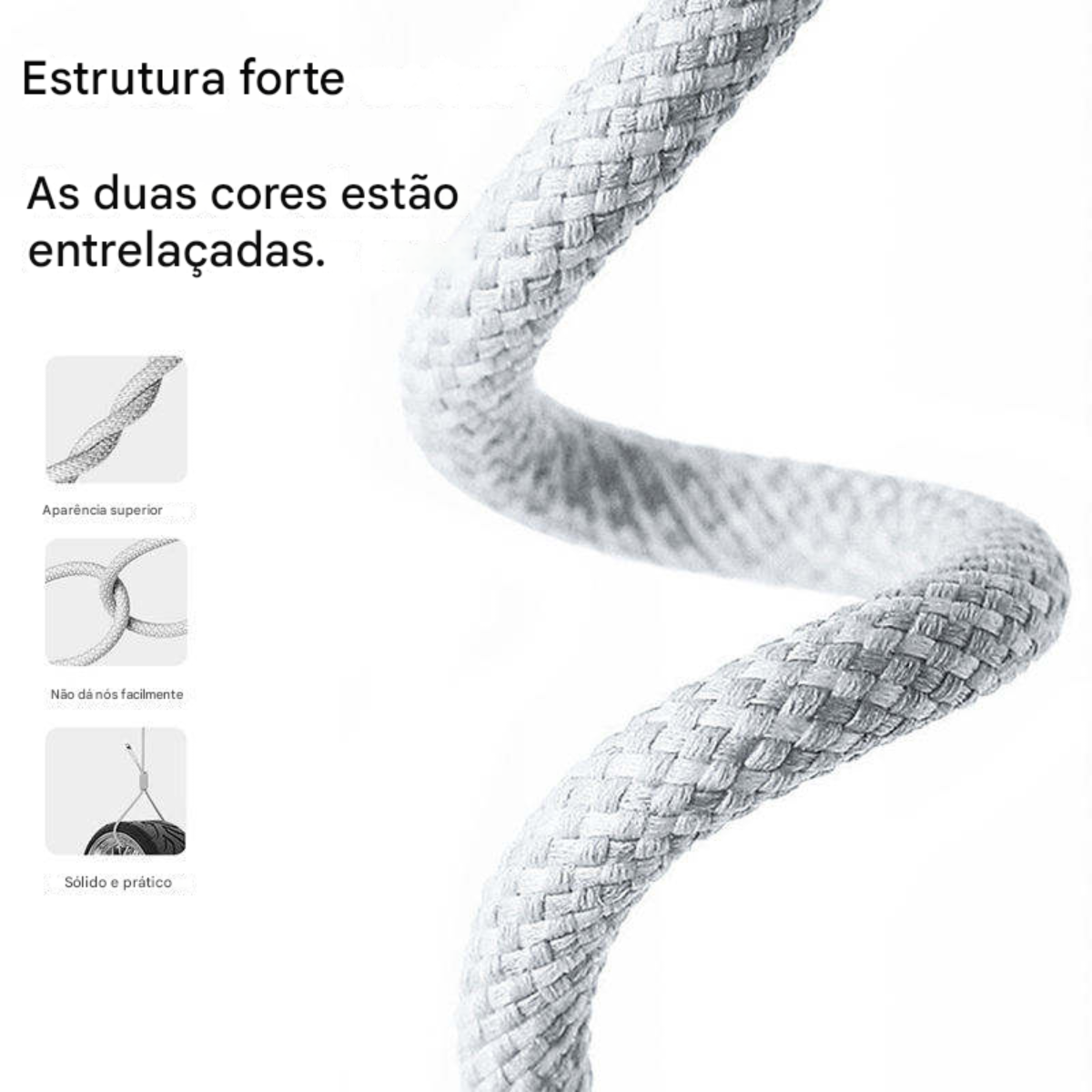 Atacado | Cabo USB-C para USB-C 60W 1m Trançado para Carregamento Rápido e Dados